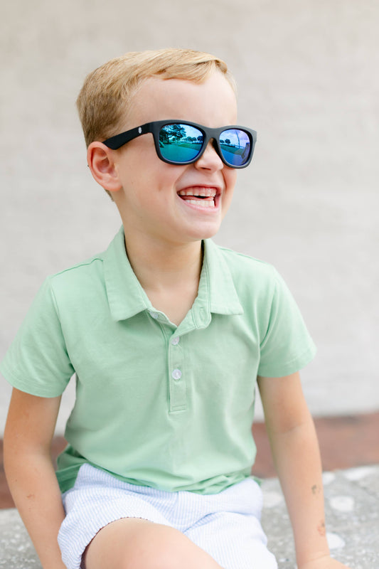 Jet Black Polarized Lens with Mirrored Lens Sunglasses for Baby & Kids