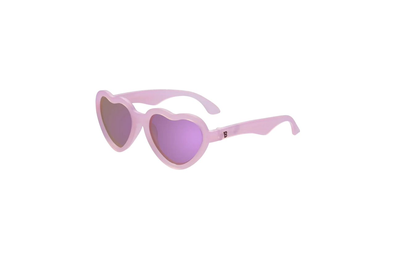 Frosted Pink Heart with Polarized Mirror Lens Sunglasses for Baby & Kids
