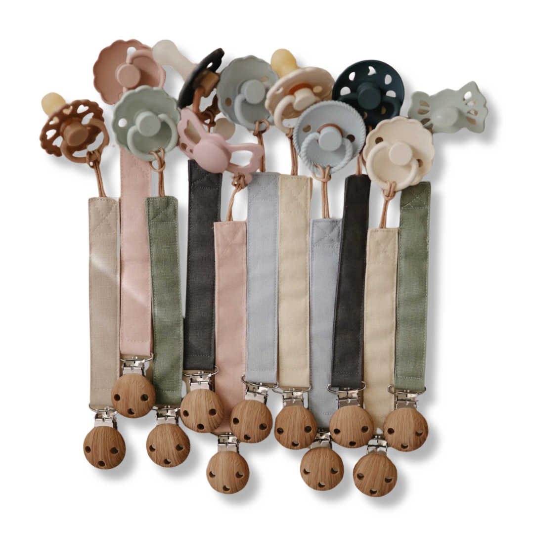 Linen Pacifier Clip 2-Pack