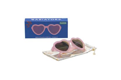 Frosted Pink Heart with Polarized Mirror Lens Sunglasses for Baby & Kids
