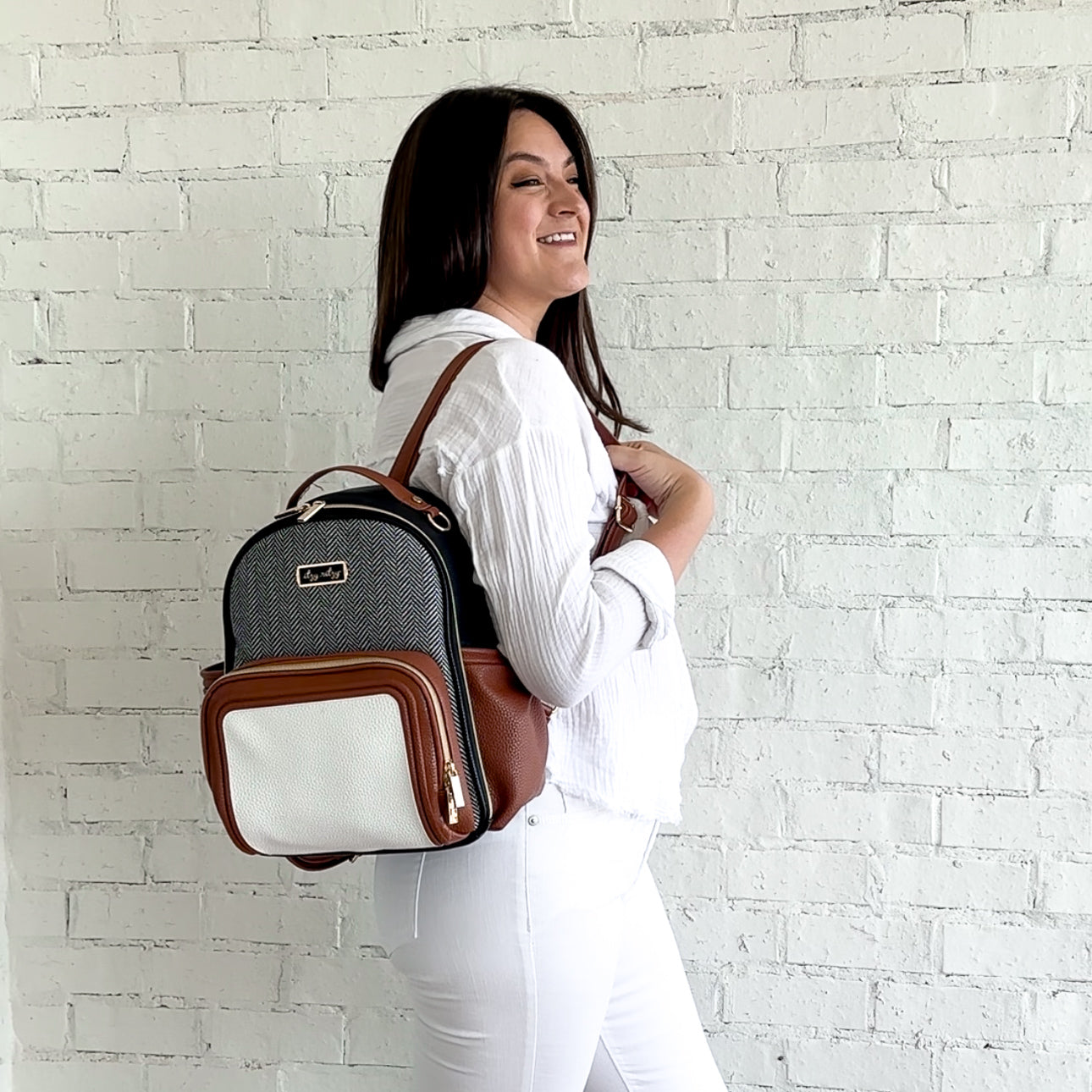 Coffee & Cream Itzy Mini Plus™ Diaper Bag Backpack